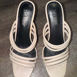 Cape Robbin Cream Strappy Heels with Medium Heel